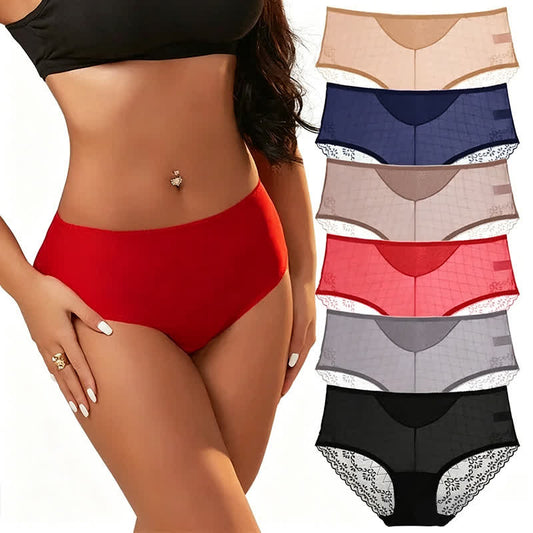 Culotte taille haute en dentelle et résille (lot de 3) - image 0