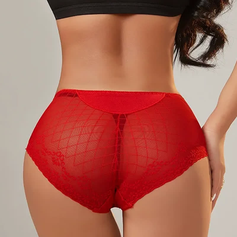 Culotte taille haute en dentelle et résille (lot de 3) - image 1