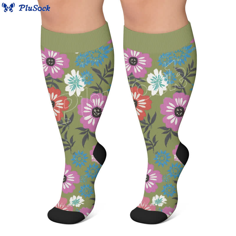 Chaussettes de compression Bold Blossom grandes tailles - image 3