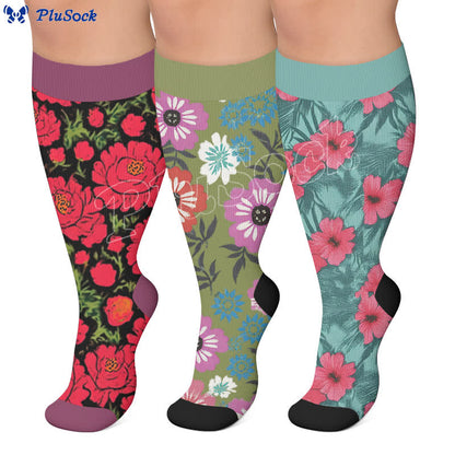 Chaussettes de compression Bold Blossom grandes tailles - image 0