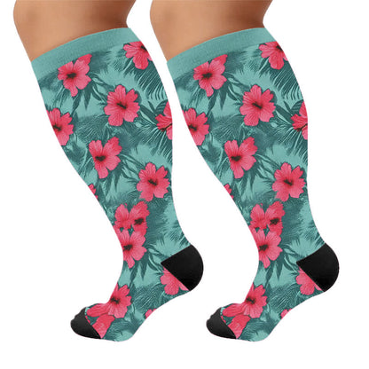 Chaussettes de compression Bold Blossom grandes tailles - Bleu (1 paire) - 4XL - image 7
