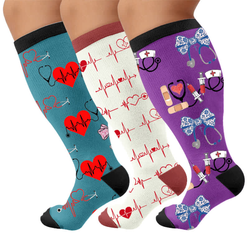 Chaussettes de compression médicales grandes tailles - Multicolore (3 paires) - 4XL - image 1