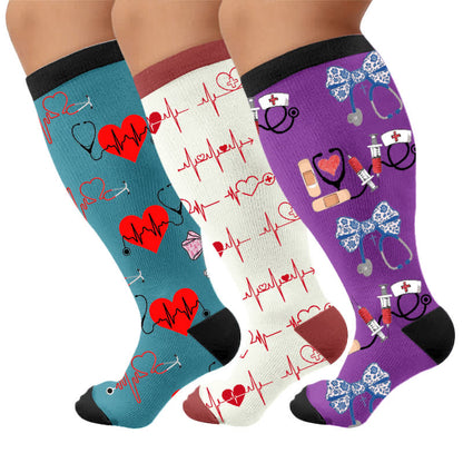 Chaussettes de compression médicales grandes tailles - Multicolore (3 paires) - 4XL - image 1