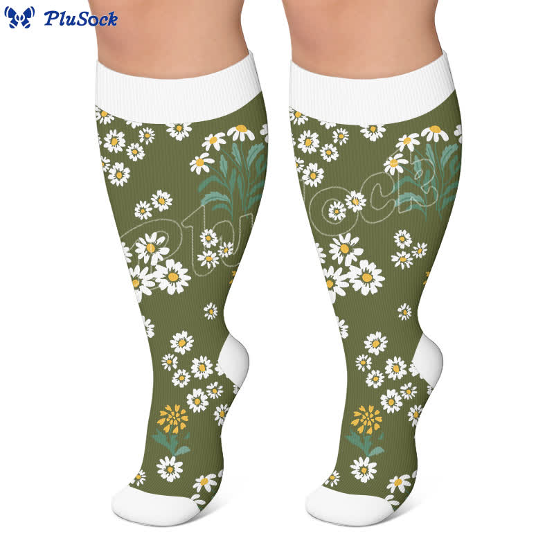 Chaussettes de compression à motif marguerite grande taille - image 3