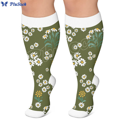 Chaussettes de compression à motif marguerite grande taille - image 3