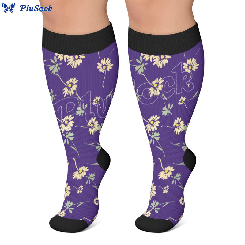 Chaussettes de compression à motif marguerite grande taille - image 4