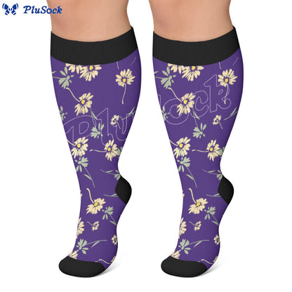 Chaussettes de compression à motif marguerite grande taille - image 4