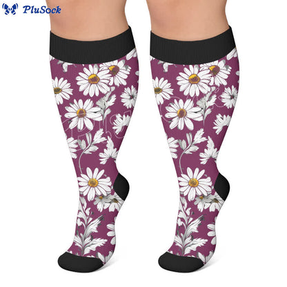 Chaussettes de compression à motif marguerite grande taille - image 2