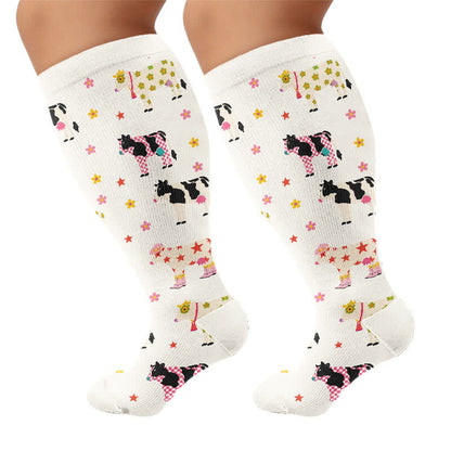 Chaussettes de compression grandes tailles à motifs animaux - Beige (1 paire) - 4XL - image 10