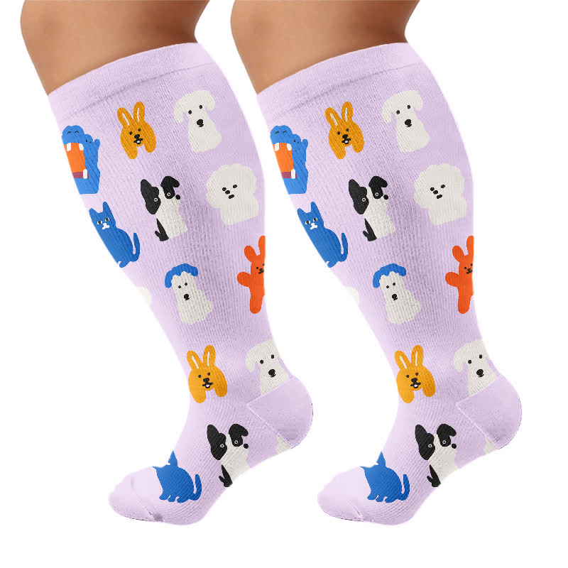 Chaussettes de compression grandes tailles à motifs animaux - Violet (1 paire) - 4XL - image 9