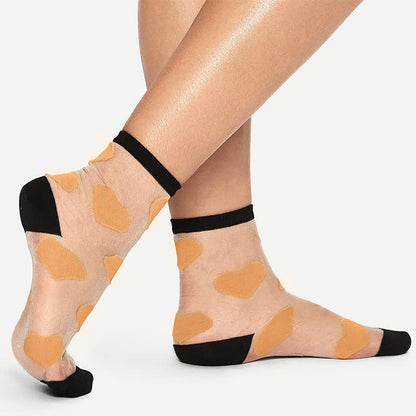 Chaussettes courtes transparentes à motif cœur (4 paires) - image 1