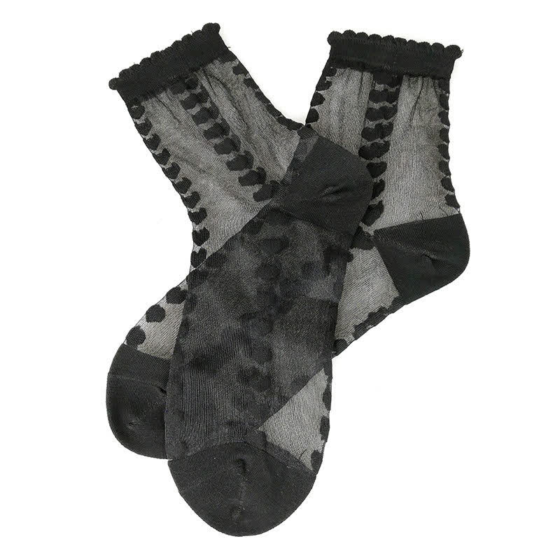 Chaussettes courtes transparentes à motif cœur (4 paires) - image 3