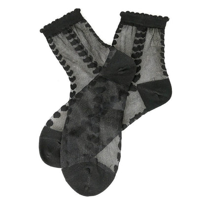Chaussettes courtes transparentes à motif cœur (4 paires) - image 3