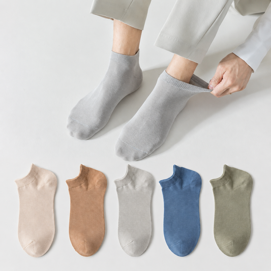 Chaussettes basses en coton doux (5 paires) - Multicolore - EU39-44(US6-10) - image 0