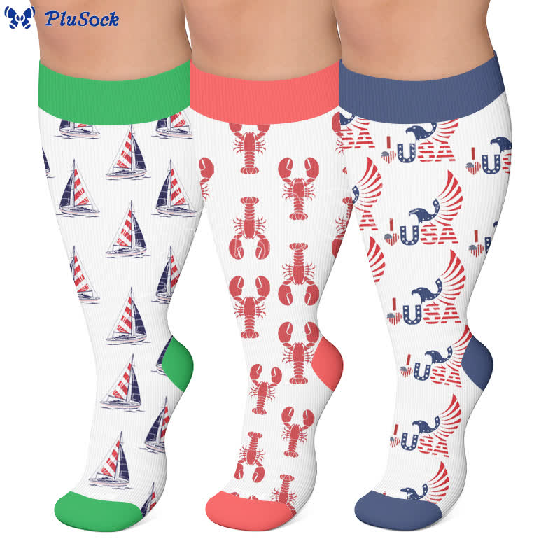 Chaussettes de compression grandes tailles aux couleurs du drapeau - image 0