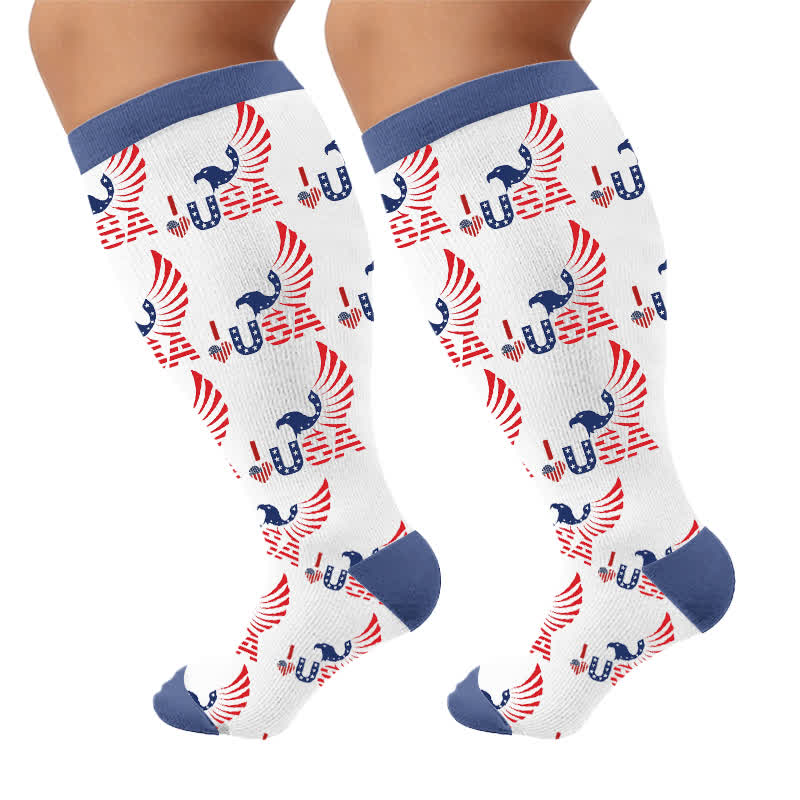 Chaussettes de compression grandes tailles aux couleurs du drapeau - Bleu (1 paire) - 4XL - image 10