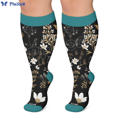 Chaussettes de compression grandes tailles à motifs floraux contrastés - image 7