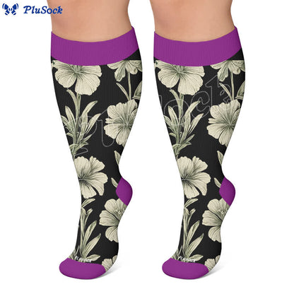 Chaussettes de compression grandes tailles à motifs floraux contrastés - image 6