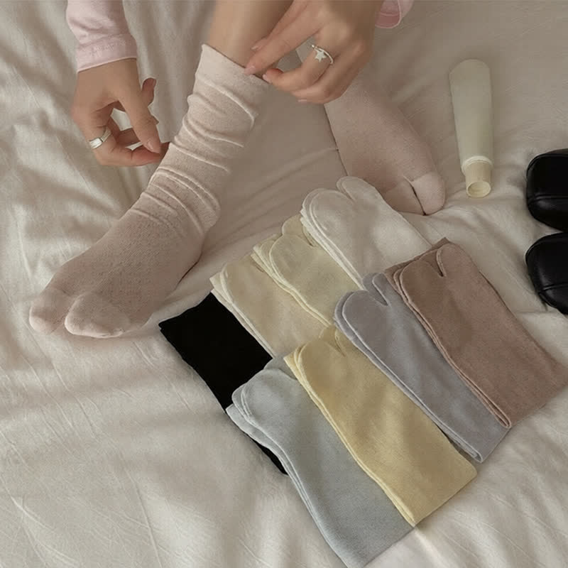 Chaussettes Tabi mi-mollet soyeuses et respirantes (6 paires) - image 0