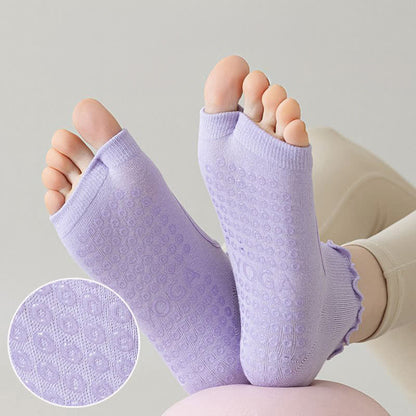 Chaussettes basses en coton à bout ouvert et adhérence (5 paires) - image 4