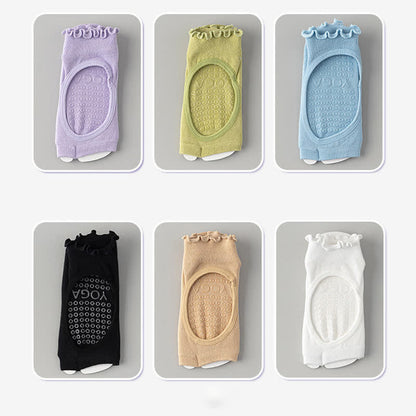 Chaussettes basses en coton à bout ouvert et adhérence (5 paires) - Blanc + Bleu + Vert + Violet + Noir - 40(US2-7) - image 9