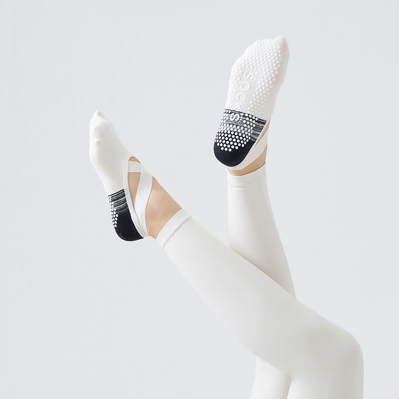 Chaussettes montantes à bride croisée antidérapantes (3 paires) - Blanc - One Size - image 5