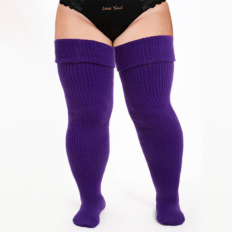 Chaussettes hautes rétro sport - Violet foncé - One Size - image 5