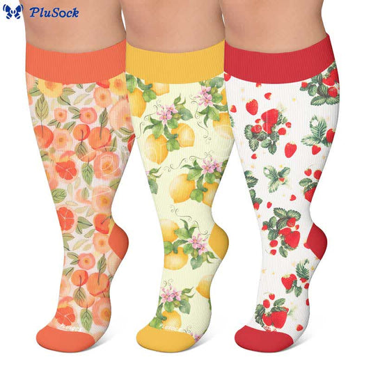 Chaussettes de compression à imprimé fruits grande taille - image 0