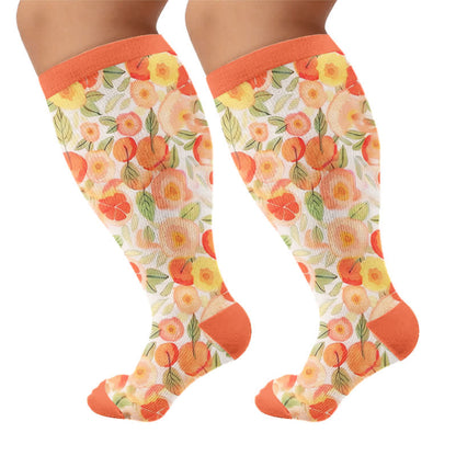 Chaussettes de compression à imprimé fruits grande taille - Orange (1 paire) - 4XL - image 8