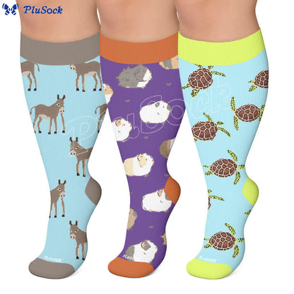 Chaussettes de compression grandes tailles à motifs animaux - image 0
