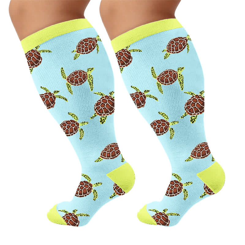 Chaussettes de compression grandes tailles à motifs animaux - Jaune (1 paire) - 4XL - image 10