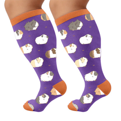 Chaussettes de compression grandes tailles à motifs animaux - Violet (1 paire) - 4XL - image 9