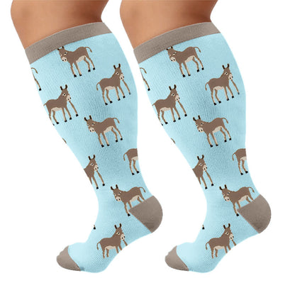 Chaussettes de compression grandes tailles à motifs animaux - Marron (1 paire) - 4XL - image 8
