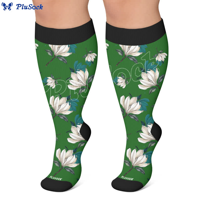 Chaussettes de compression Magnolia à motif floral grandes tailles - image 7