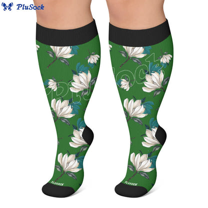 Chaussettes de compression Magnolia à motif floral grandes tailles - image 7