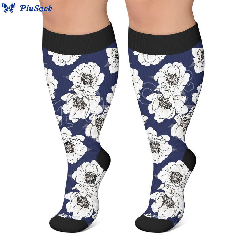 Chaussettes de compression Magnolia à motif floral grandes tailles - image 6