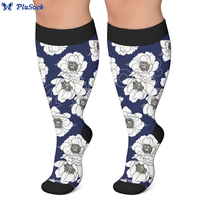 Chaussettes de compression Magnolia à motif floral grandes tailles - image 6