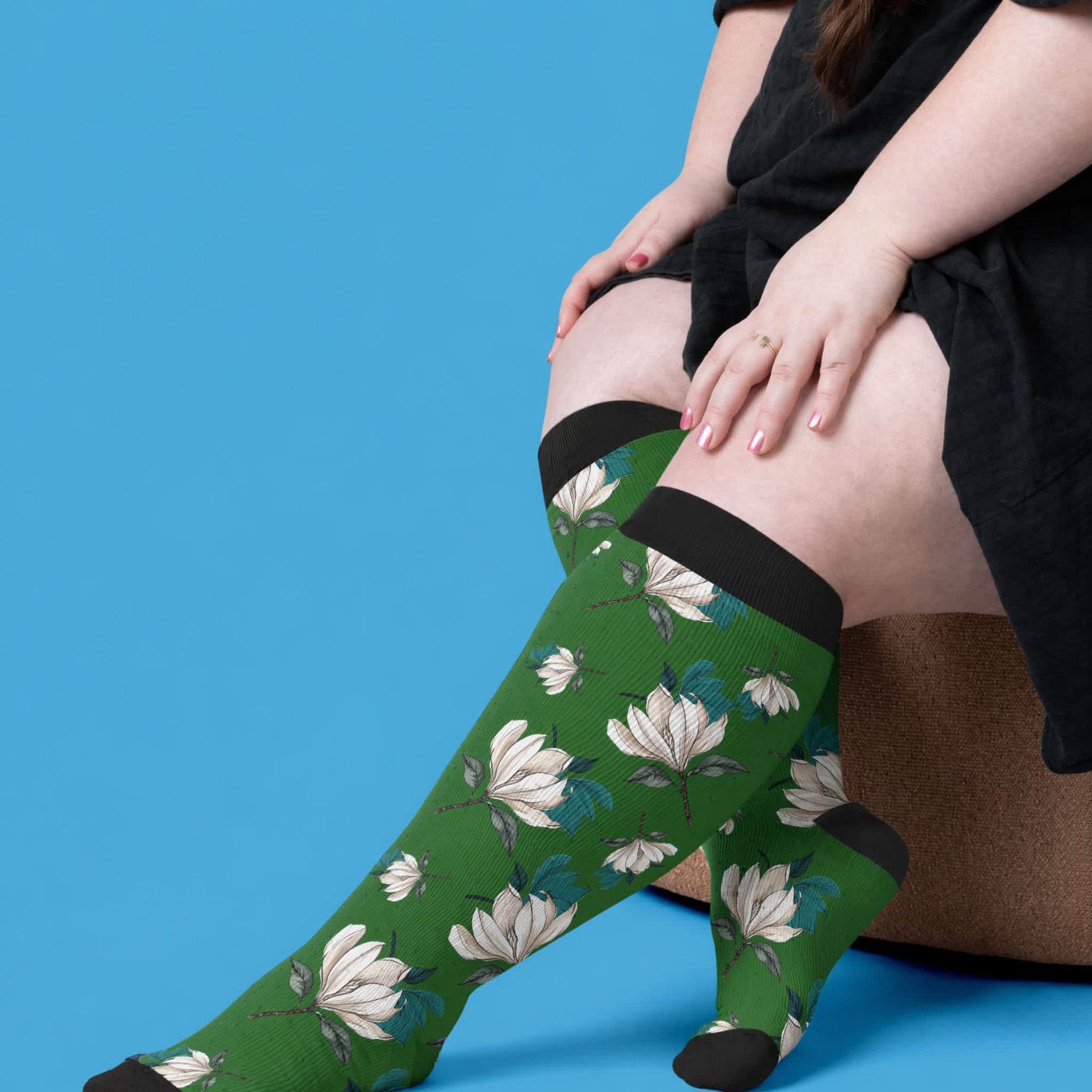 Chaussettes de compression Magnolia à motif floral grandes tailles - image 3