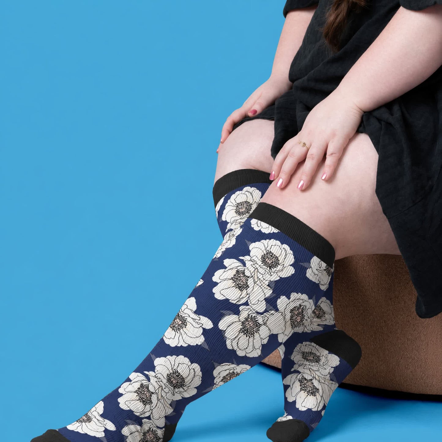 Chaussettes de compression Magnolia à motif floral grandes tailles - image 2