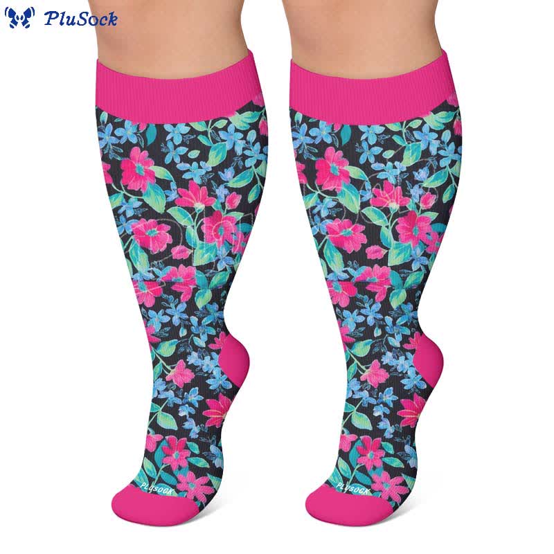 Chaussettes de compression à motif floral tropical grande taille - image 9