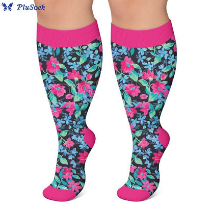 Chaussettes de compression à motif floral tropical grande taille - image 9