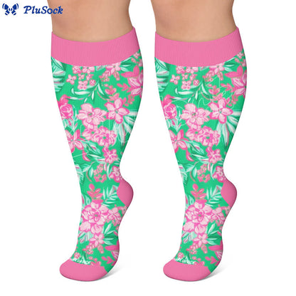 Chaussettes de compression à motif floral tropical grande taille - image 10