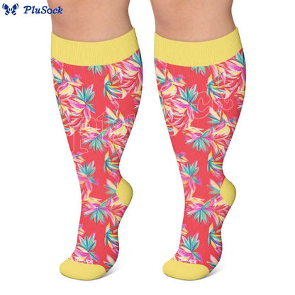 Chaussettes de compression à motif floral tropical grande taille - image 8