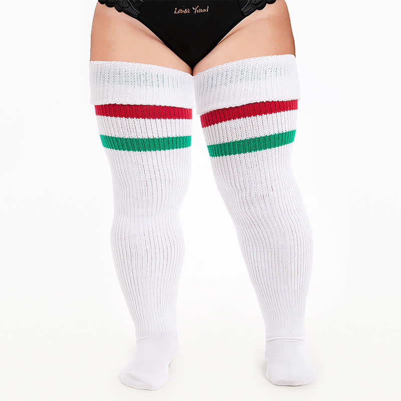 Chaussettes hautes côtelées style universitaire - Blanc-C - One Size - image 3