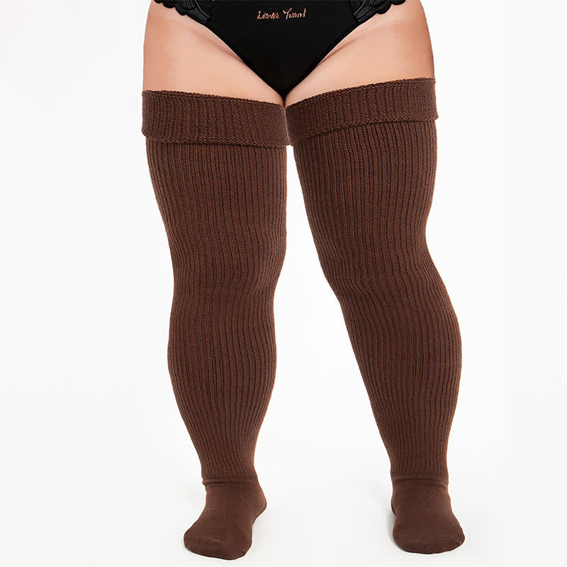Chaussettes hautes côtelées confortables - Café - One Size - image 2