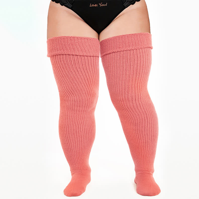 Chaussettes hautes côtelées confortables - Rose clair-B - One Size - image 6