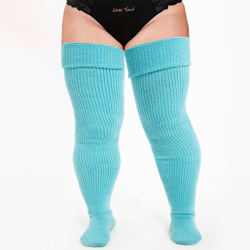 Chaussettes hautes côtelées confortables - Bleu-A - One Size - image 0