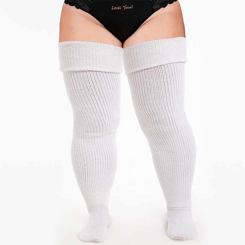Chaussettes hautes côtelées confortables - Blanc-A - One Size - image 3