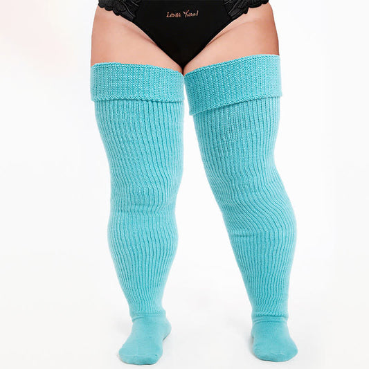 Chaussettes hautes côtelées confortables - Bleu-A - One Size - Avec sangle élastique - image 0