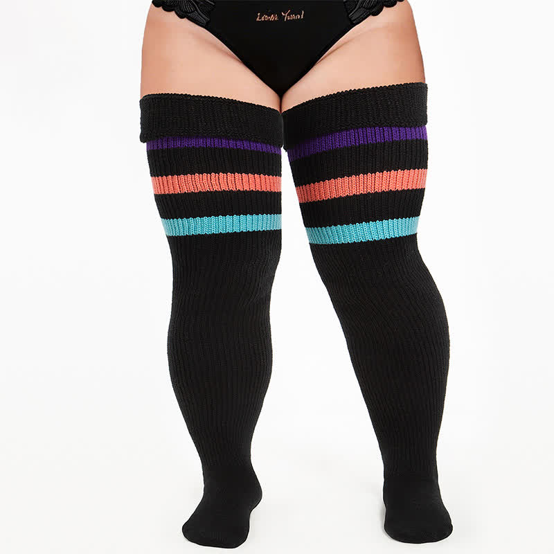 Chaussettes hautes côtelées confortables - Noir-A - One Size - image 5